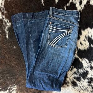7 For All Mankind Blue Flare Wide Leg Jeans